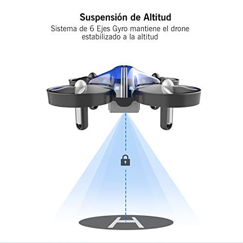 ATOYX Mini Drone, RC Drone 2.4G 4 Canales 6-Axis Gyro, Quadcopter con Modo sin Cabeza, Altitud Hold, Alarma de Batería y 3 Modos de Velocidad, Regalos y Juguetes, AT-66B(Azul)