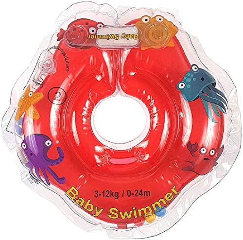 Baby Flotador TÜV GS Cuello Flotador (Tallas 3 – 12 kg (0 – 24 Meses) Flotador para bebé de natación Anillo de baño Ayuda Color Rojo
