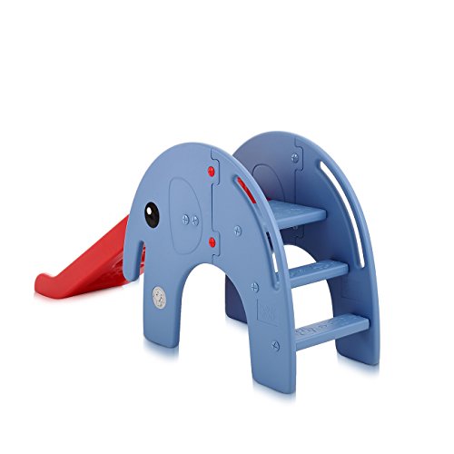 Baby Vivo Tobogán Parque para Infantil Niños Recto Diapositiva Interior y Aire Libre Juguetes Jardín Elefante en Rojo / Azul
