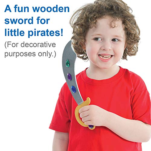 Baker Ross Espadas de Pirata de Madera para Decorar y Personalizar. Manualidades Creativas para Niños Perfectas para Fiestas de Piratas (Pack de 4)