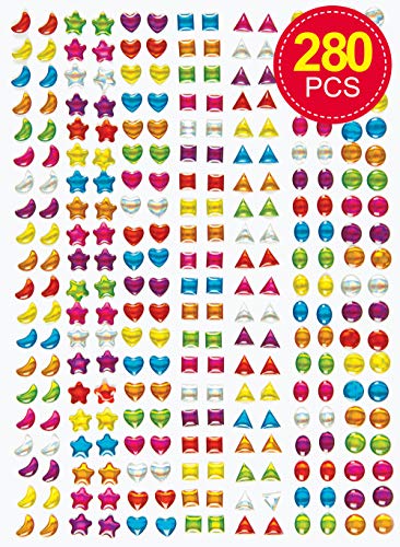 Baker Ross EV905 - Gemas Adhesivas de Cristal para Niños (Pack de 28) para Decorar Tarjetas, Collages y Manualidades