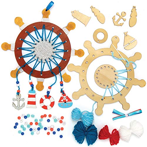 Baker Ross Kits Atrapasueños de Madera Vida de Mar (paquete de 4) para proyectos de arte y manualidades para niños, surtidos