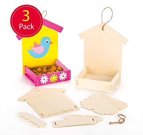 Baker Ross Kits de comederos de madera para pájaros que los niños pueden pintar, decorar y colgar (pack de 3) Beige (AF340)