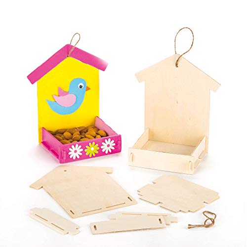 Baker Ross Kits de comederos de madera para pájaros que los niños pueden pintar, decorar y colgar (pack de 3) Beige (AF340)