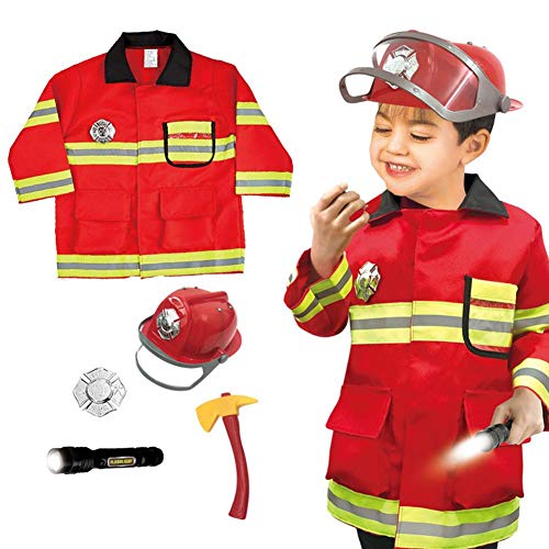Banane Disfraz de jefe de bomberos para niños, juego de bombero, juego de bombero, regalo de bombero para niños de 3, 4, 5, 6 años realistas