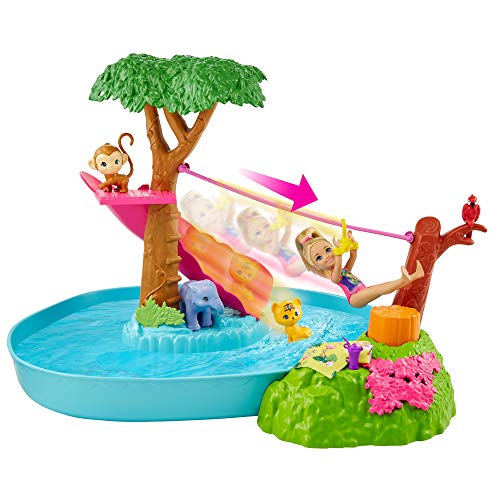 Barbie Chelsea El cumpleaños perdido Muñeca rubia con set de juego de agua, mascotas de juguete y accesorios (Mattel GTM85)