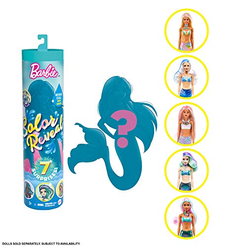 Barbie Color Reveal, muñeca que revela sus colores con agua, incluye ropa y accesorios (Mattel GTP43)