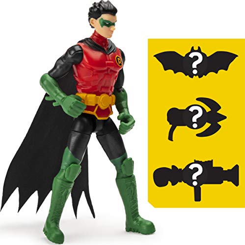 BATMAN Figura de acción Robin de 10.16 cm con 3 Accesorios misteriosos, Misión 2