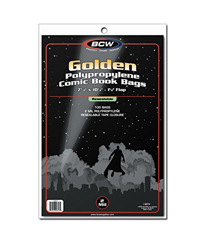 BCW 1-GOL-R Bolsas de cómic doradas resellables