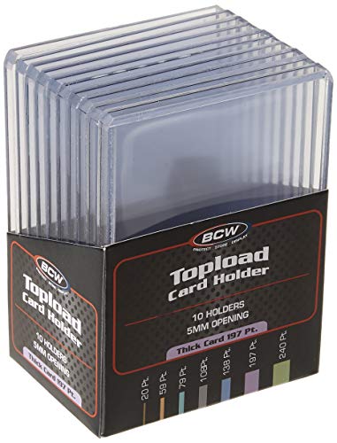 BCW (10) Brand Extra Super Thick Card Top Load for Baseball Cards (3 X 4 X 5 mm - Thick Card Topload Holder 197 PT)