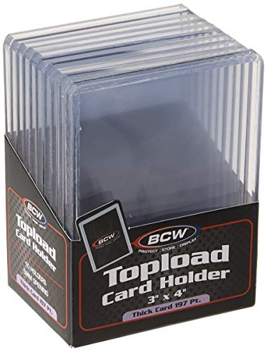BCW (10) Brand Extra Super Thick Card Top Load for Baseball Cards (3 X 4 X 5 mm - Thick Card Topload Holder 197 PT)