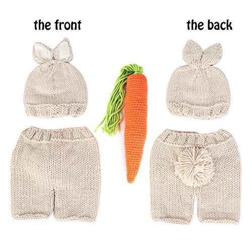 Bebé accesorios de fotografía hechos a mano de punto de ganchillo conejito gorras pantalones foto traje traje prop para niñas recién nacidas