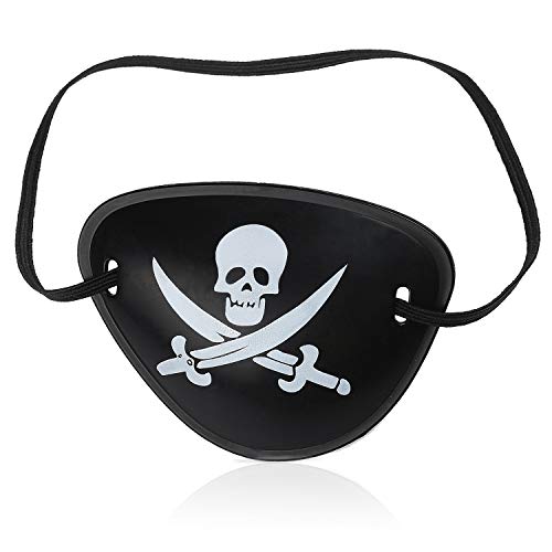 Beelittle 4 Piezas Accesorios para Disfraces de Piratas de Halloween Durag Cola Larga para la Cabeza Gorro de Pirata Sedoso Parche de Ojo de Pirata Collar de aretes de Oro
