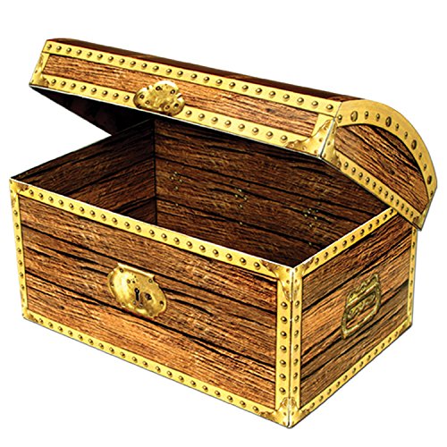 Beistle 50354 Caja con diseño de cofre del tesoro, 20,3 x 14 cm