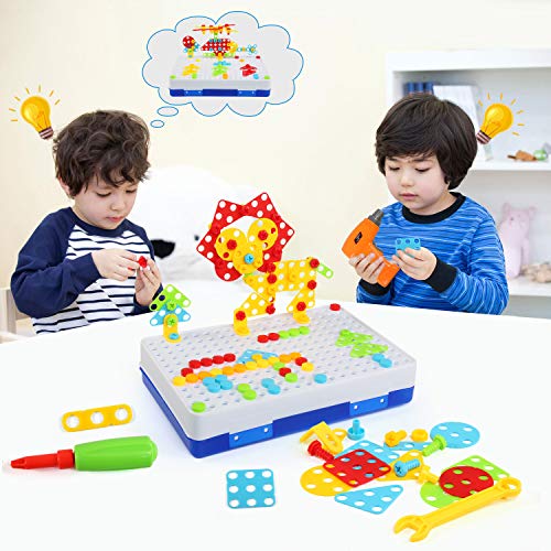 BelleStyle Puzzles 3D Montessori Juguetes 237PCS, Tablero de Mosaico Juguete eléctrico Rompecabezas Bricolaje construcción de Juguetes Rompecabezas Construcción Educativos Regalos para Infantiles