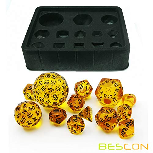 Bescon Amber Complete Polyhedral RPG Dice Set 13pcs D3-D100