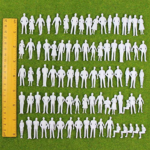 BESTZY 25pcs Modelo Blanco Architectural sin Pintar Tren Personas Figura Pasajeros 1: 25 Model Figures