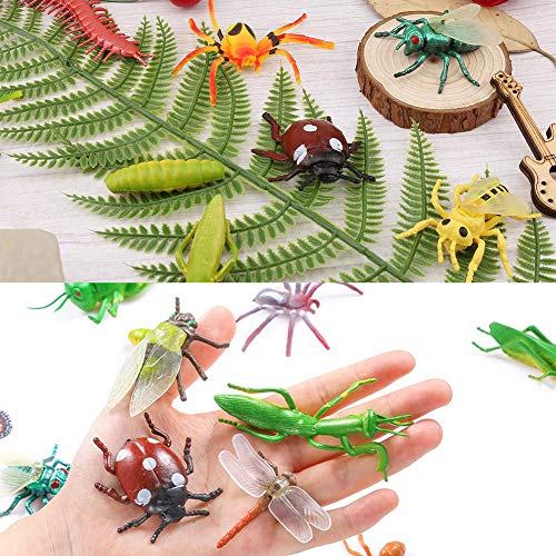 BESTZY 37pcs Insectos plástico para niños Figuras Insectos Juguetes con Pegatina Pared Colorida Mariposa para educación