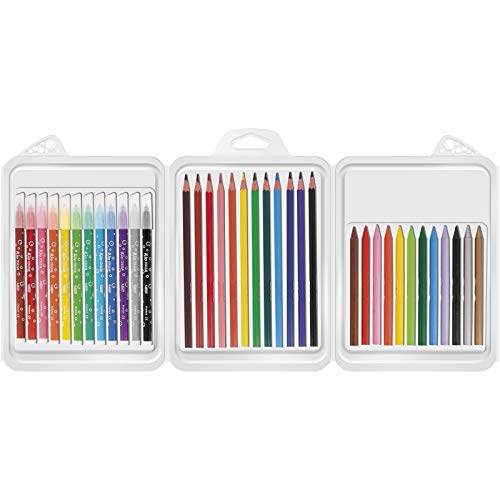 BIC Kids Set para Colorear - 12 rotuladores/12 Lápices para Colorear/12 Ceras, colores Surtidos, Estuche de 36 unidades