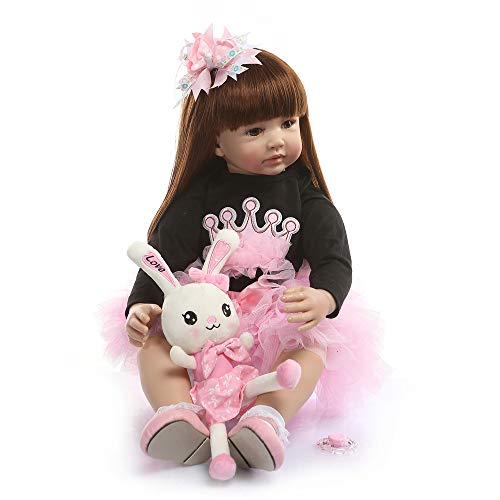 Binxing Toys 24 pulgadas/60cm Reborn Toddler niña -Cuerpo de Tela ponderada Realista muñecas de bebé renacidas Tamaño Real Ver