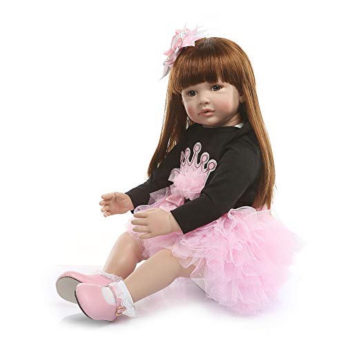 Binxing Toys 24 pulgadas/60cm Reborn Toddler niña -Cuerpo de Tela ponderada Realista muñecas de bebé renacidas Tamaño Real Ver