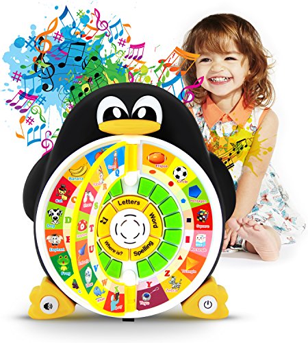 Boxiki kids Poder Educativo de pingüinos de Juguete para el Aprendizaje de ABC en inglés Juegos de Mejora Core Pre-Kindergarten - El ABC, Las Palabras, la ortografía, Las Formas, Las Canciones