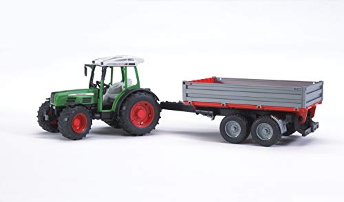 Bruder-02104 Tractor con Remolque, Color Verde, Gris y Rojo (2104)