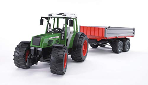 Bruder-02104 Tractor con Remolque, Color Verde, Gris y Rojo (2104)