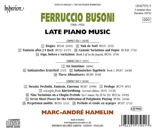 Busoni : Oeuvres tardives pour piano