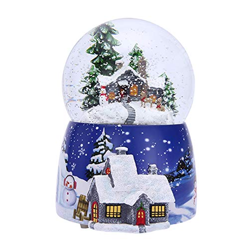 Caja de música de bola de cristal navideña con rotación de luz, aerosol automático Copo de nieve giratorio Casa de nieve de Navidad Caja de música de bola de cristal con castillo regalo de cumpleaños