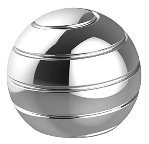 CaLeQi Escritorio cinético Juguete Oficina Metal Spinner Ball Giroscopio con ilusión óptica para Aliviar el estrés Inspirar Creatividad Interior (Plata)