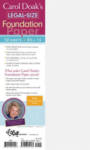Carol Doak's Legal Size Foundation Paper: 50 Sheets, 8 1/2” x 14”