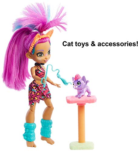Cave Club Wild About Cats con muñeca, mascota y accesorios para niños y niñas +4 años (Mattel GNL95)