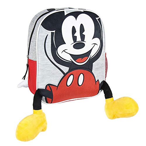 Cerdá - Mochila Infantil Mickey con Aplicaciones de Color Rojo - Licencia Oficial Disney Studios