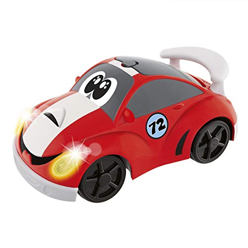 Chicco Johnny Coupé Racing - Coche radiocontrol infantil con mando de 4 direcciones teledirigido y luces de faro, color rojo