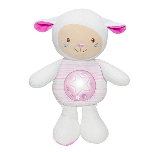 Chicco Ovejita Dulces Nanas - Suave peluche de oveja con proyector de luces y melodías, grabadora de voz y sensor de sonido, color rosa