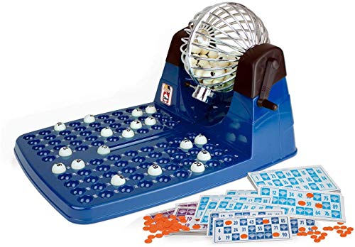 Chicos Bingo Lotería automática XXXL con 72 cartones y 90 Bolas imborrables, 30 x 42 x 23 cm, Incluye fichas de Juego, (Fábrica de Juguetes 20905)