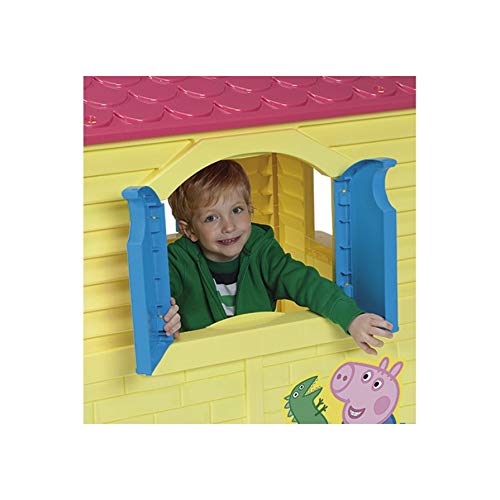 Chicos Peppa Pig Casita Infantil de Exterior, Color Amarilla con tejado Rosa (La Fábrica de Juguetes 89503)