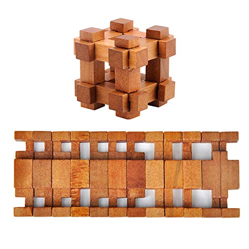 Chonor 6 en 1 Cubo Rompecabezas 3D de Madera del Enigma Juego Puzle de Alambre de Metal - Clásica de Cerradura de Brain Teaser Puzzle IQ Juguetes para Niños y Adultos - Idea Perfecta del Regalo