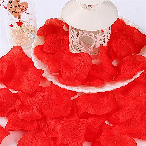 CHSYOO 1000 x Hojas Artificiales Rosas Flores Confeti, Decoración Accesorios para Bodas Fiesta Cumpleaños San Valentín, Rojo