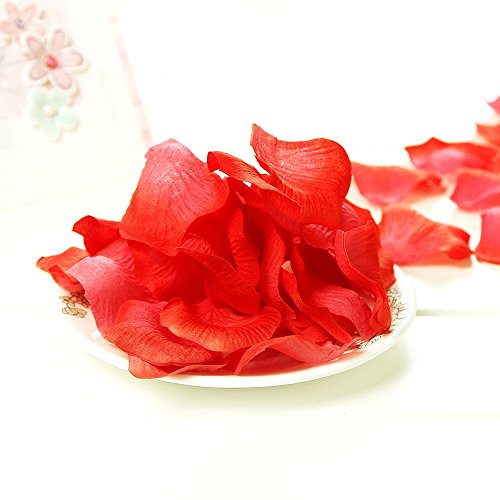 CHSYOO 1000 x Hojas Artificiales Rosas Flores Confeti, Decoración Accesorios para Bodas Fiesta Cumpleaños San Valentín, Rojo