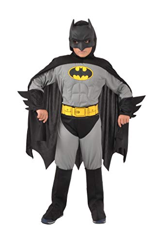 Ciao 11720.8-10 Batman 2 en 1 (Classic/Dark Knight) Disfraz original de DC Comics (tallas 10-12 años) con músculos pectorales acolchados para niño, negro, Girgio, 8-10