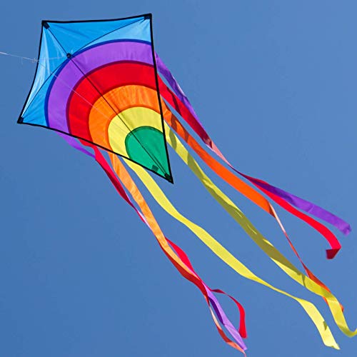 CIM Cometa - Rainbow Eddy BLUE - por niños con edad a partir de 3 años - 65x74cm - Cordón y cola de la cometa incluidos