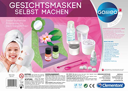 Clementoni 59171 Galileo Science - Mascarillas faciales de bricolaje, mascarillas hidratantes y perfumadas, juguetes para niños a partir de 8 años (Producto alemán)
