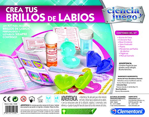 Clementoni- CREA Tus Brillos de Labios Kit Científico para Cosmética, Multicolor (55280)