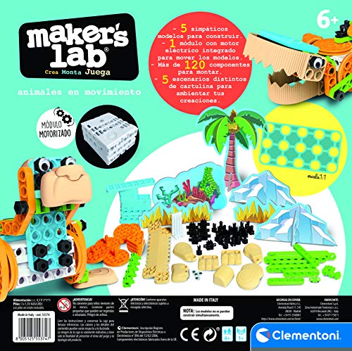 Clementoni Maker´s Lab- Maker´s Lab-Animales en Movimiento Juego de Construcción, Multicolor (55374)