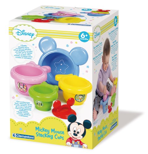 Clementoni Mickey Mouse - Recipientes de plástico apilables, Color Azul