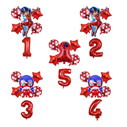 Clhbaih Globos de cumpleaños 6 unids/Set Hot Dibujos Animados Foil Balloons Fiesta de cumpleaños Decoración de la Fiesta de cumpleaños 32 Pulgadas número Globo Ducha Regalos Juguetes (Color : Red-7)