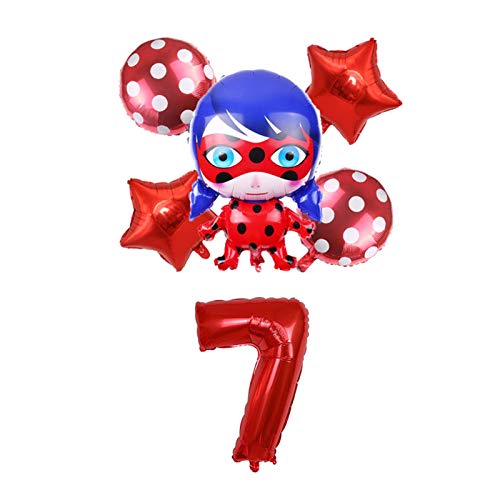 Clhbaih Globos de cumpleaños 6 unids/Set Hot Dibujos Animados Foil Balloons Fiesta de cumpleaños Decoración de la Fiesta de cumpleaños 32 Pulgadas número Globo Ducha Regalos Juguetes (Color : Red-7)