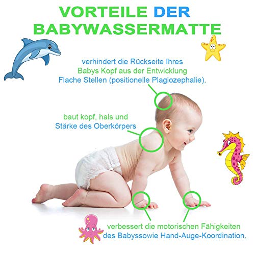 Colchoneta de agua para bebé, juguete para niños de 3, 6, 9, 12 y 18 meses, color azul claro